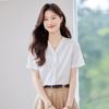 Teloroman Damen V-Ausschnitt Kurzarm Chiffonbluse