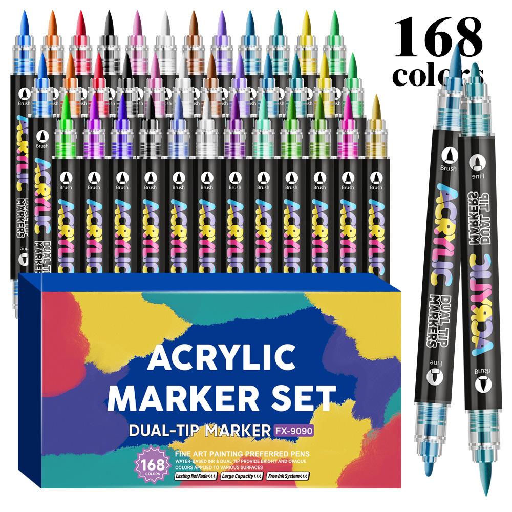 Dual Tip Acrylic Marker Pen Erasable Plastic Highlighter Art Marker for Student Study Notes Content Marking