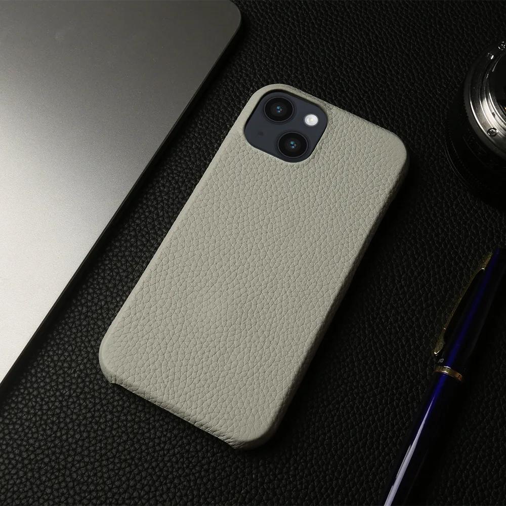 

Genuine Leather Magnetic Attraction Phone Case for IPhone 15 Pro Max 16 Pro 14 13 12 Premium Cowhide Flocking Lining Hard Cover for IPhone12ProMax