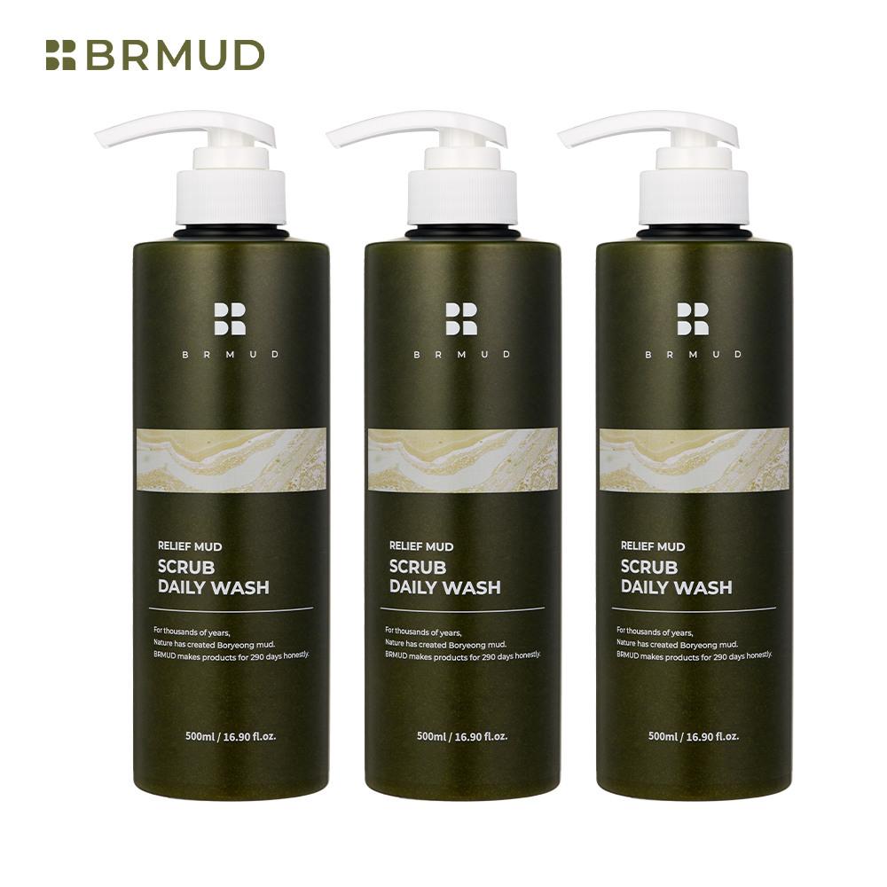 BRMUD Relief Mud Scrub Daily Wash 500ml x 3