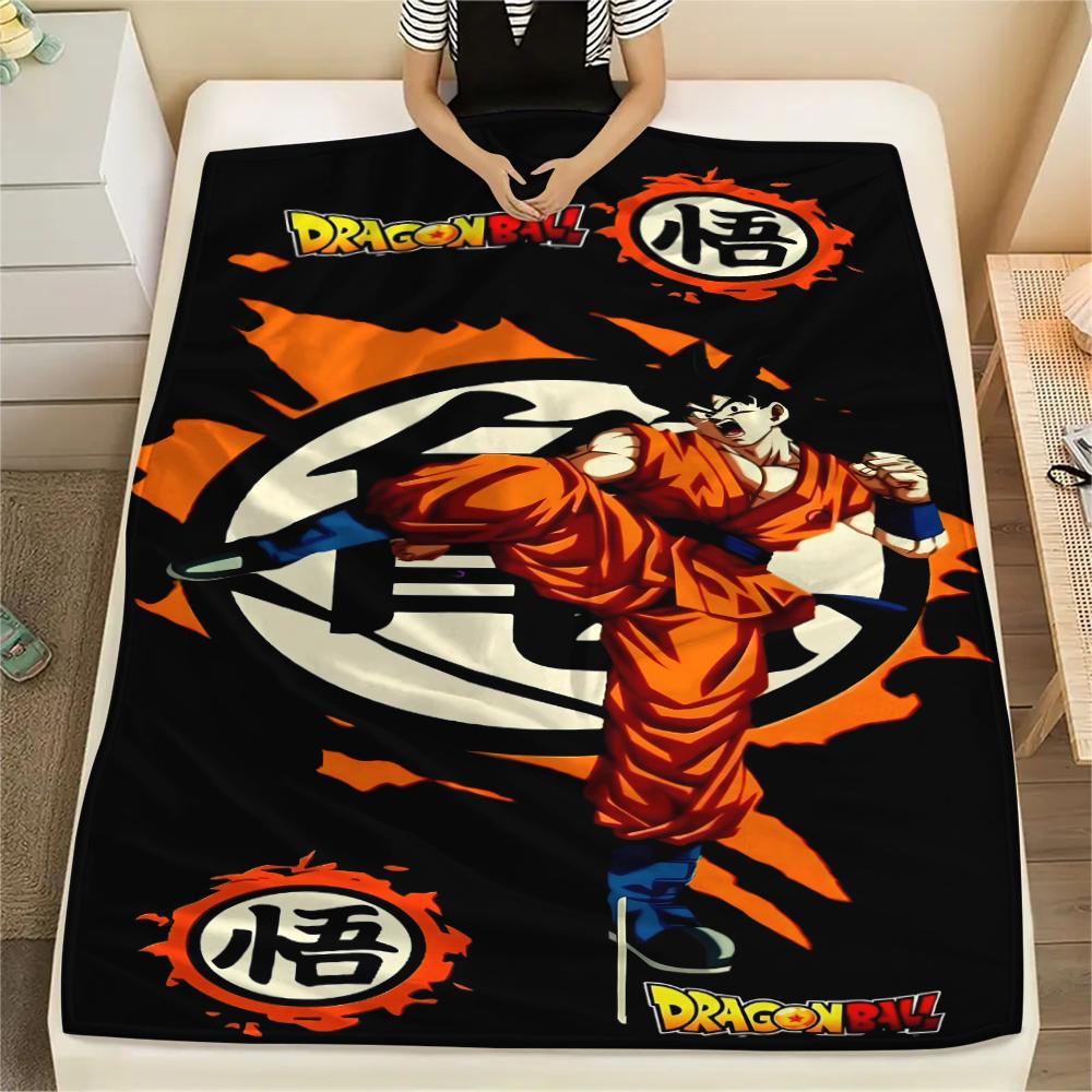 Dragon Ball Charaktere Druck Flanelldecke, Hohe Qualität, Bequem für Alle Jahreszeiten, Heimdekoration, Wärme und Komfort, Perfekt für Weihnachtsgeschenke