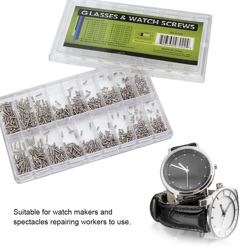 1800Pcs/box 18 Sizes Watch Mini Screw Kit Stainless Steel Screws Glasses Sunglasses Electronics Repair Watch Back Case Accessory