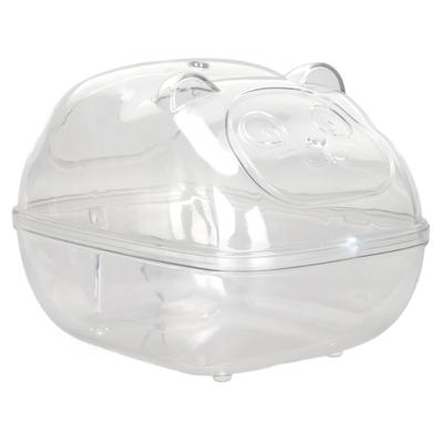Hamster Bath Box Transparent Large Space Leakage Proof Cartoon Shape Hamster Sand Bathroom for Small Pet