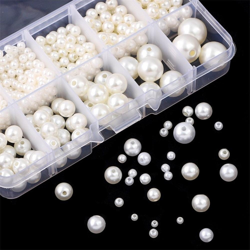 800pcs 3-14mm ABS Pearl Beads White Imitation Pearl Beads Acrylic Mixed Pearl Beads  Sew Craft