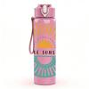 1PC Retro Sun Badge Art 750ml Color Plastic Sports Water Bottle Leakproof Flip Straw Lid Suitable for Sports Office Home Use