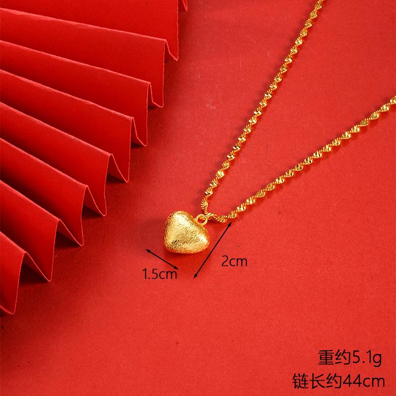Vietnamese gold-plated necklace for women, long-lasting color, vintage heart-shaped imitation gold jewelry, copper alloy accessory, new clavicle