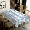 Blue White Striped Seafood Rectangle Tablecloth for Table Decor Washable Fruit Lemon Print Kitchen Dining Table Cloth for Party