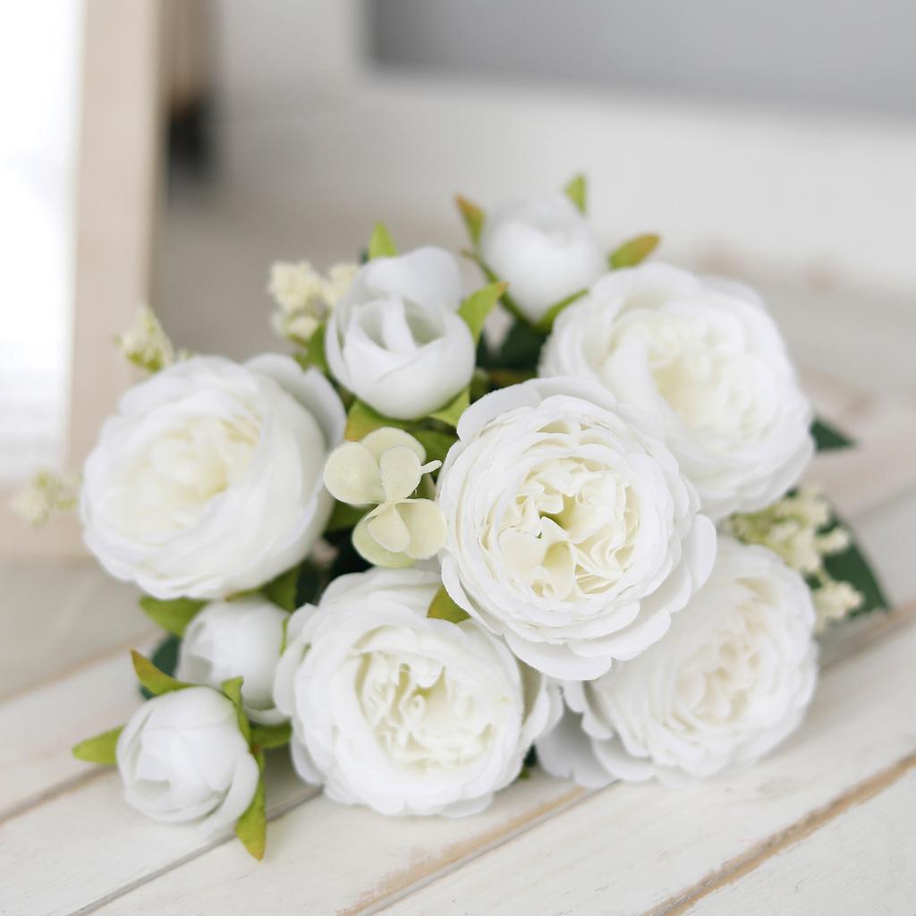 Flori Artificiale Noi Mătase Bujor Trandafir Living Acasă Grădină Decor Petrecere Nuntă Buchet Mireasă Alb Flori Falsificate Decor