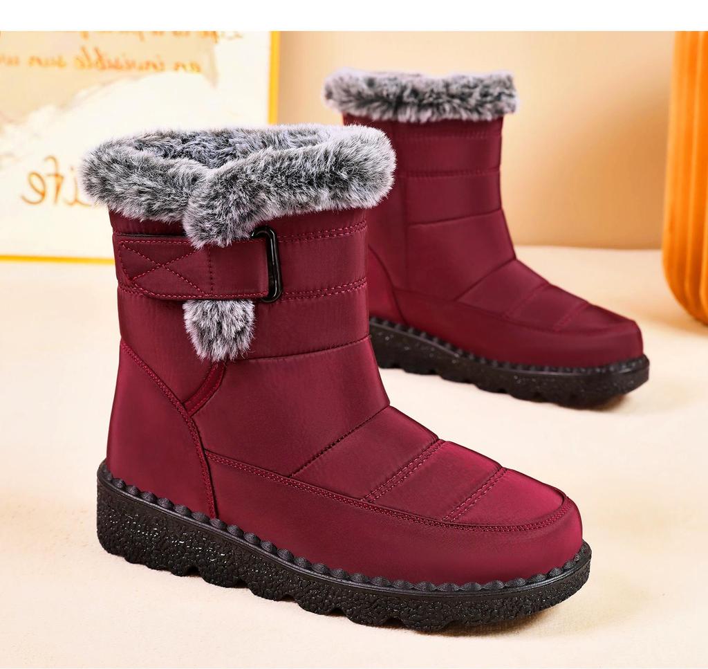 Damen Baumwollstiefel mit Fleecefutter zur Höhenvergrößerung - Dicksohlige Übergröße Winterstiefel aus Polyurethan