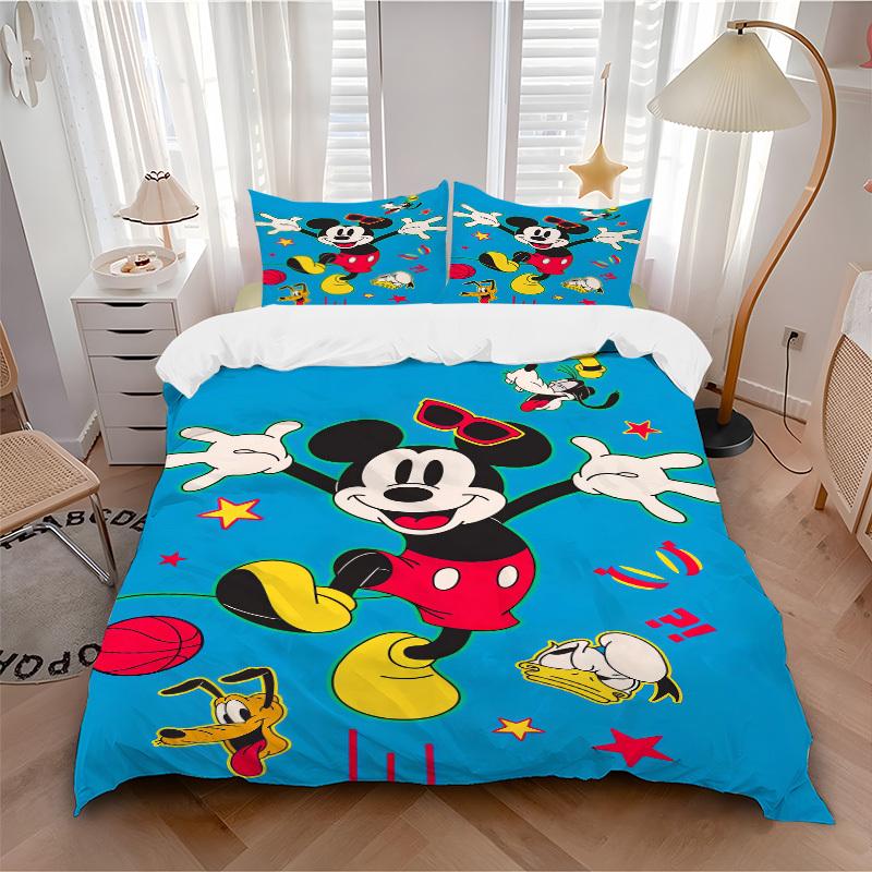 

3pcs set Mickey Mouse, Pluto, Donald Duck print bedding quilt cover, soft and comfortable quilt cover suitable for bedroom and guest room34 135x200cm