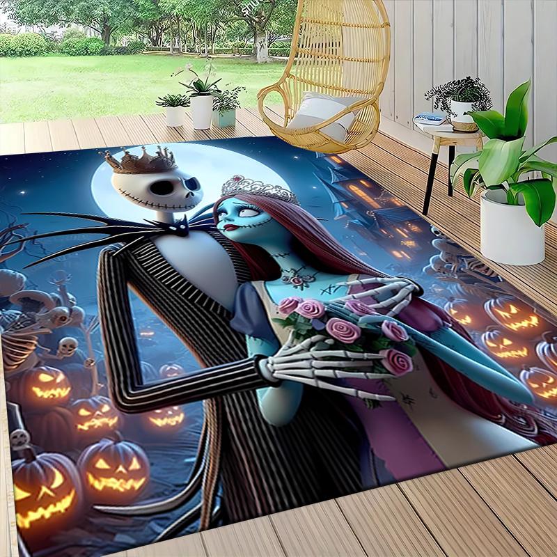 Nightmare Before Christmas Romance Carpet Rug Soft Washable Anti Slip Home Living Room Sofa Mats Personalized Christmas Rug