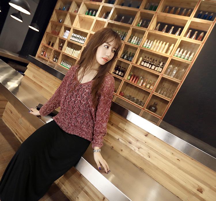 Damska dzianinowa sukienka dwuczęściowa z długim rękawem w stylu koreańskim w dużych rozmiarach