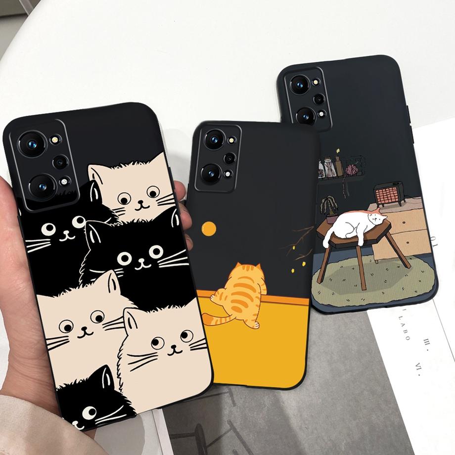Phone Case For Realme GT Neo2 5G Soft Silicone Coque Funda Cute Cat Moon Night Painting Cover For OPPO Realme GT Neo 2 GTNEO2