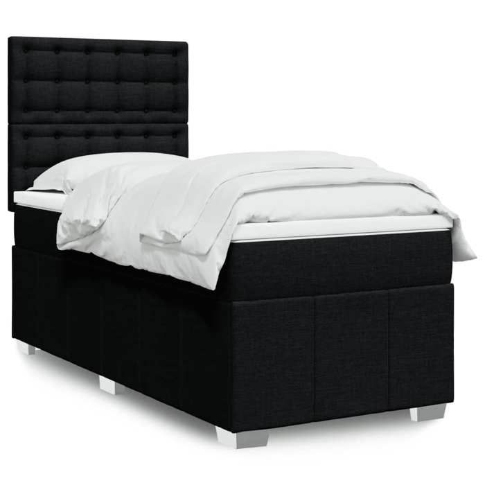 VidaXL Slatted Bed Base and Mattress Black 80x200 Cm Fabric 3293811