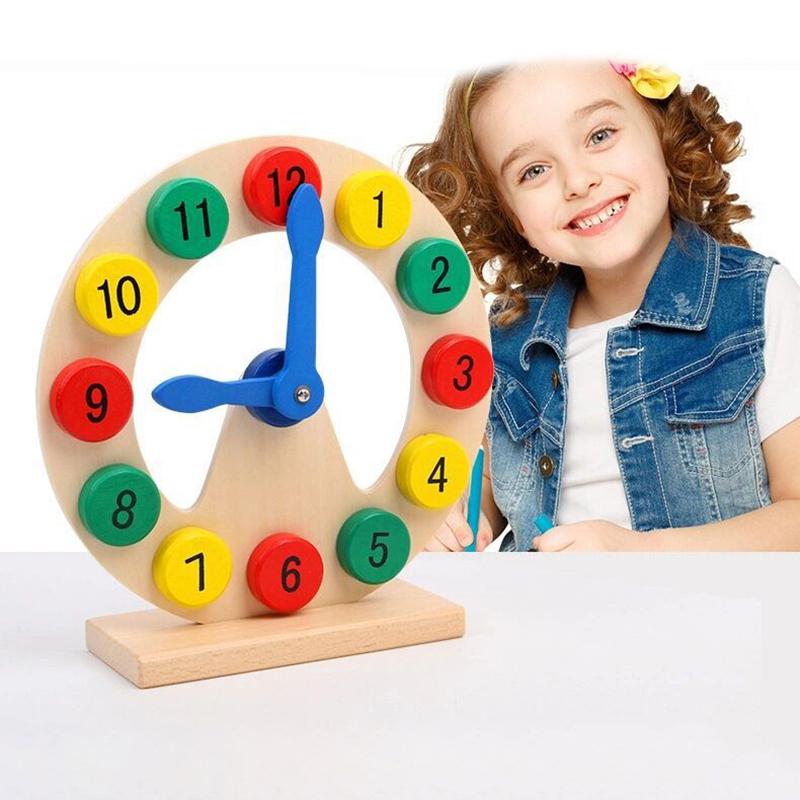Children Montessori Wooden Clock Toys Cognition Colorful Clocks Toys For Kids Early Preschool Teaching Learning Board Toy