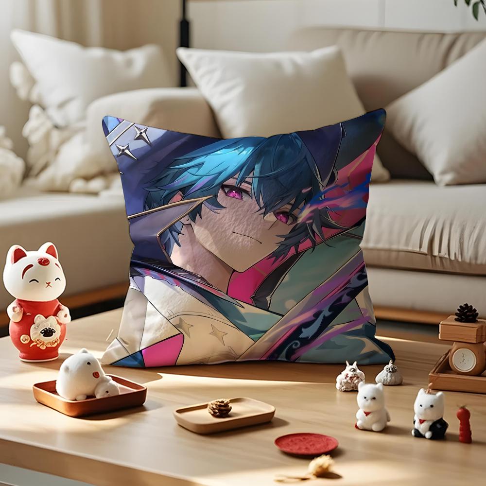 Game Wuthering Waves Cushion Cover Silky Short Plush with Invisible Zipper Dustproof Sofa Pillow Cover for Home Decor