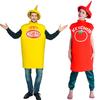 Adult Couple Halloween Ketchup Cosplay Costume Stage Costume Masquerade Spoofing