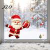 Festive Home Glass Ornaments Christmas Santa Claus Static Sticker, Removable PVC Window Decal, Waterproof Reusable Holiday Film Wall Art Decor