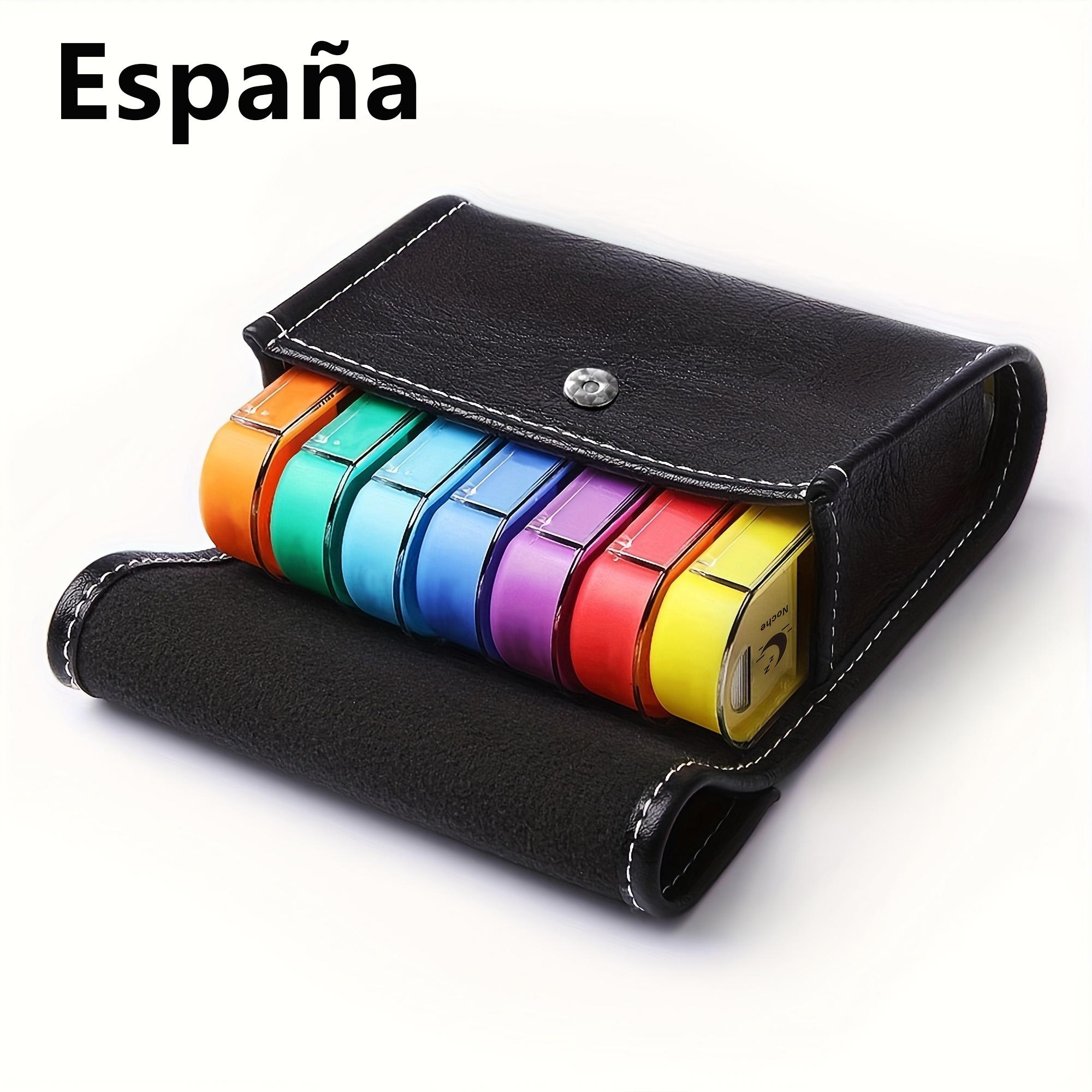 

(Spanish printing)Weekly Pill Organizer Box Case Travel Medication Reminder Daily AM PM, Day Night 7 Compartments чорний