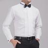 Swallowtail White Men's Stand Collar Long Sleeve Performance Dress Shirt