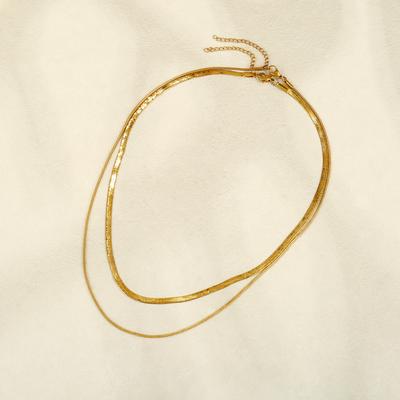 Double Layer Titanium Steel Gold Snake Bone Light Luxury Versatile Clavicle Necklace