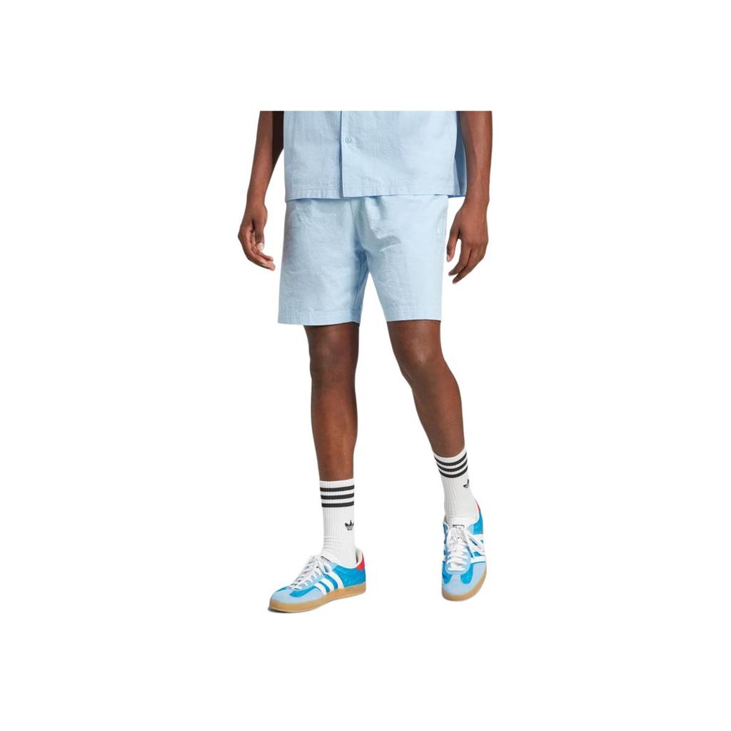 Adidas Originals Logo Elastic Waist Mid-Rise Pocket Casual Shorts Men Shorts Sky-Blue JD2462