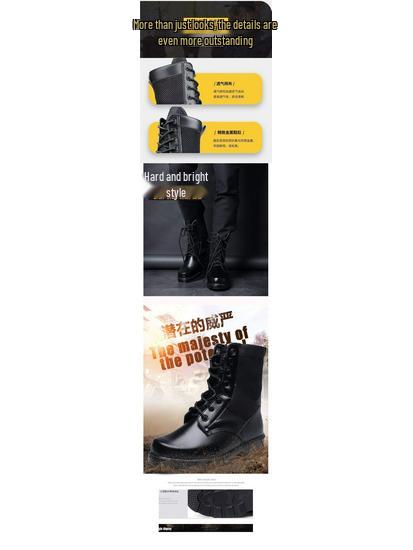 Men's Shock Absorption Outdoor Combat Boots - Breathable Hiking & Security Footwear with Wool Lining.