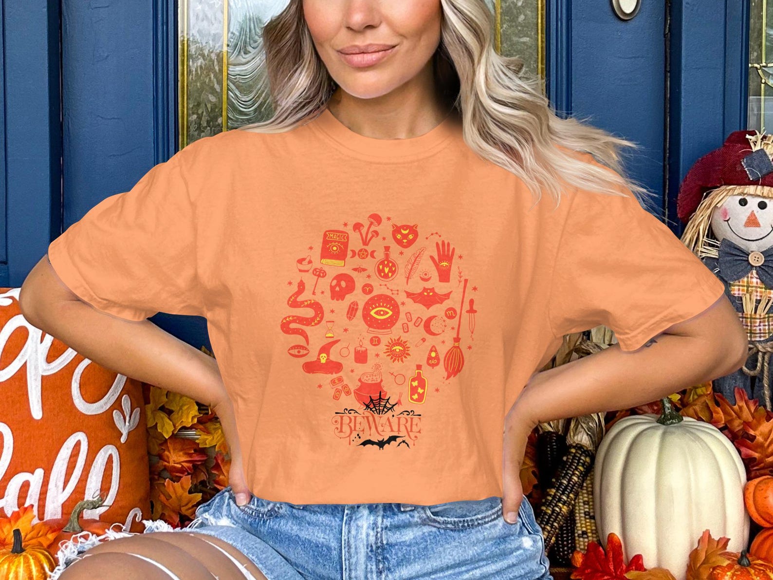 Witchy T-Shirt, Occult Symbols Graphic Tee, Bewitching Mystical Celestial Witchcore Magic Halloween Shirt Gift L