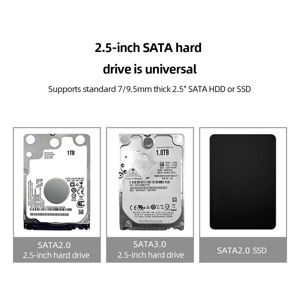 2.5 Inch HDD SSD Enclosure Transparent Portable External Hard Drive Case with USB 20 and 30 Support