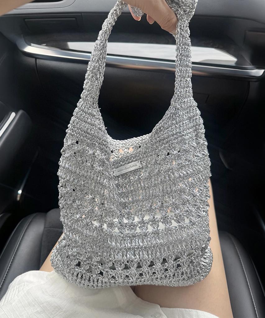 Somewherebutter Mini Ratty Handmade Bag - Silver