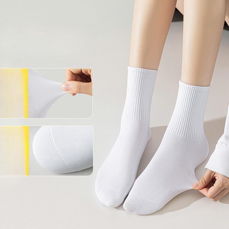 Summer Thin, Breathable, Deodorizing and Antibacterial Women's Socks, Solid Color Pile Socks, One-piece Boneless Cotton Socks