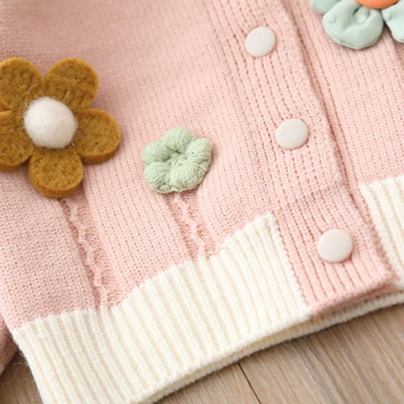 Dziewczęca dzianina Odzież dziecięca Sweter rozpinany Wiosna Jesień Jednolity kolor Śliczne dziewczynki Płaszcz Top