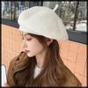 Simple CZ479 [White Fang] Beret, Braided, Natural, Cute, Hat, Stylish, Elegant, Women's (Black)