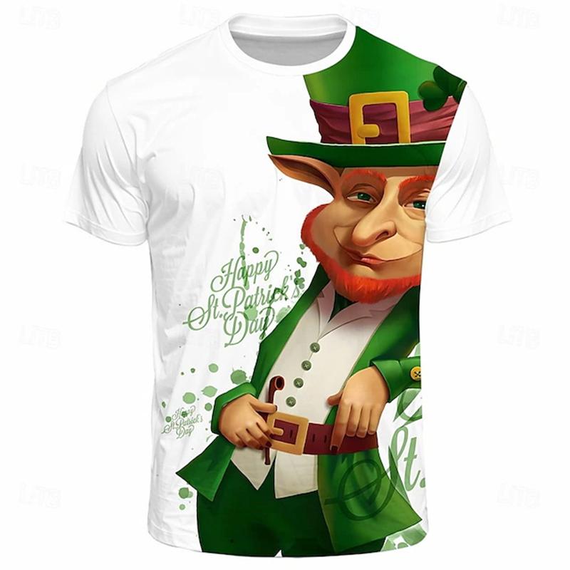 St irlandese. T-shirt Stampa 3D Trifoglio Fortunato a Quattro Foglie per Uomo Donna Estate Harajuku Verdi Magliette Oversize
