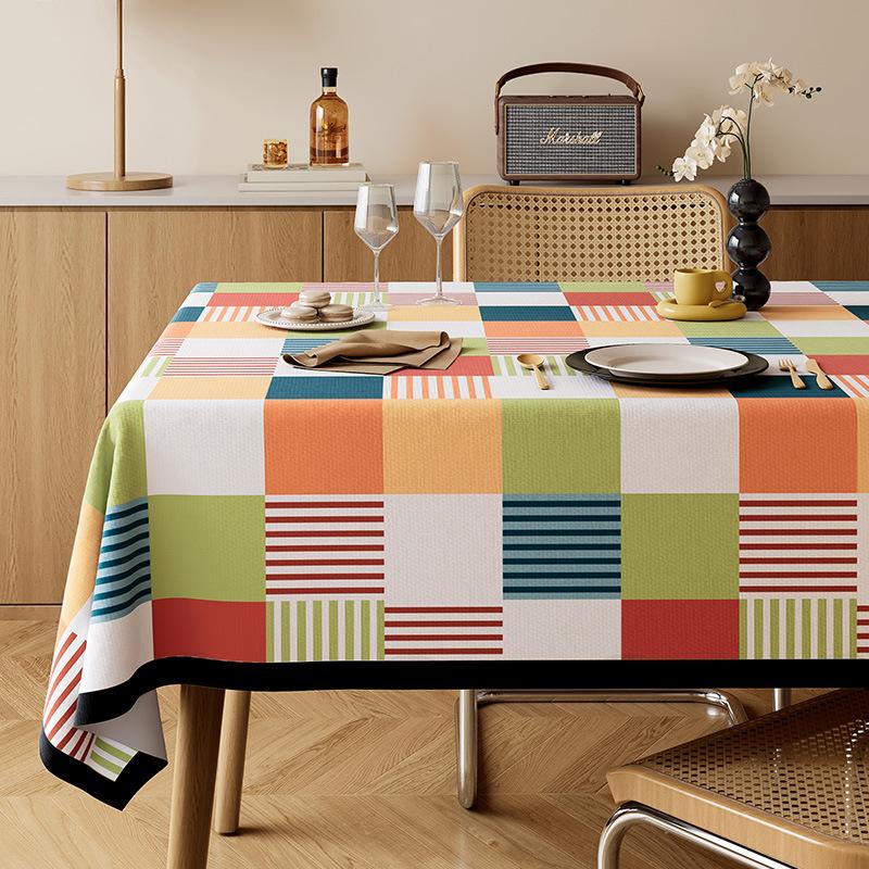 Luxe Geometrische Tafelkleed Waterdicht en Oliebestendig Fluwelen Kussen Anti-verbranding Anti-vlekken Salontafelkleden 90x90cm