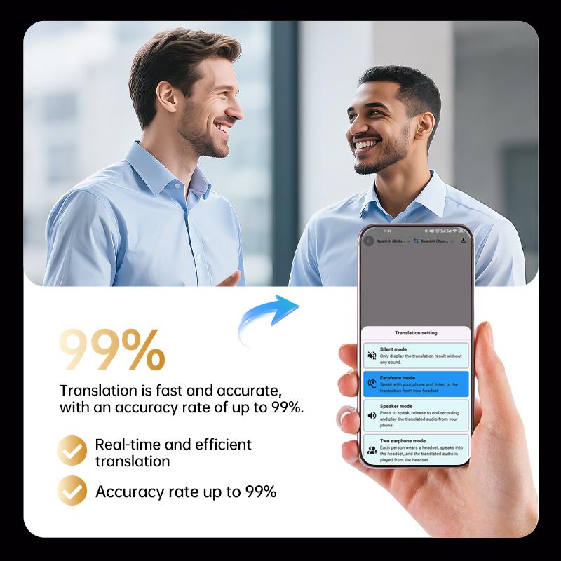 In-Ear Stereo Sound Bluetooth Earphones with Touch Control Color Screen Charging Case Portable Wireless Headsets AI Intelligent Translation