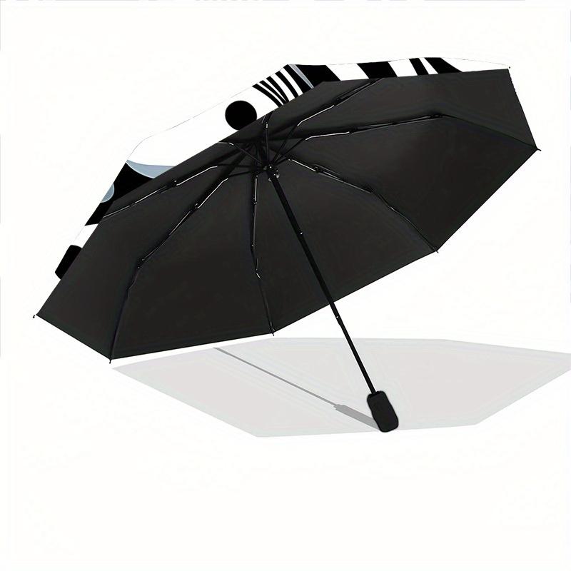 1pc Abstract Art Print Automatic Open/Close Umbrella, Umbrella with Cartoon Design, Portable Compact Umbrella for Men & Women, Good Holiday