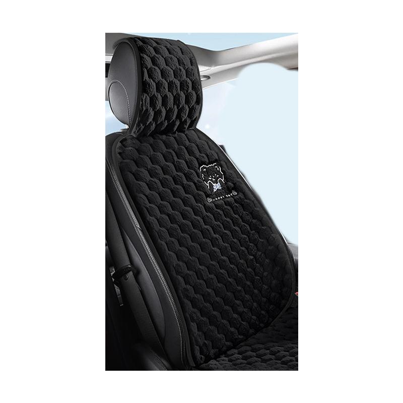 New Cartoon Bear Car Seat Cushion Winter Plush Warm Thickened Anti-slip Seat Cover Cute Ladies Universal Car Accessories