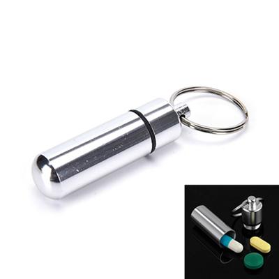 Mini Waterproof Aluminum Medicine Pill Bottle Box Case Holder Container Keychain
