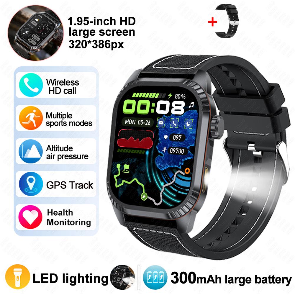2026 New GPS Tracking Smart Watch 1.96inch HD Screen LED Flashlight Multiple Sport Modes Waterproof Bluetooth Call Smart Watch