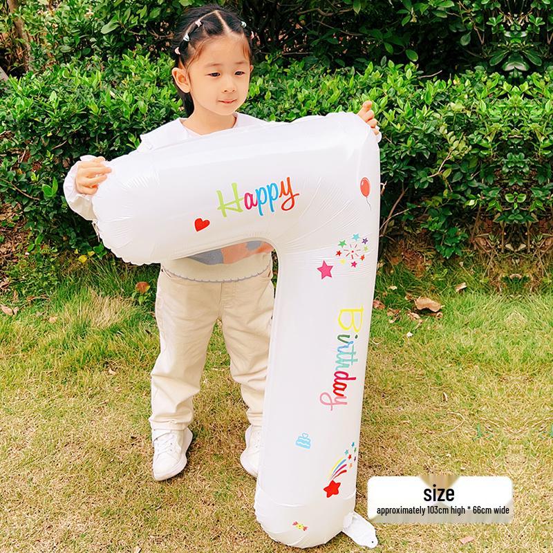 White Number Balloons for Kids' First Birthday Party Decorations