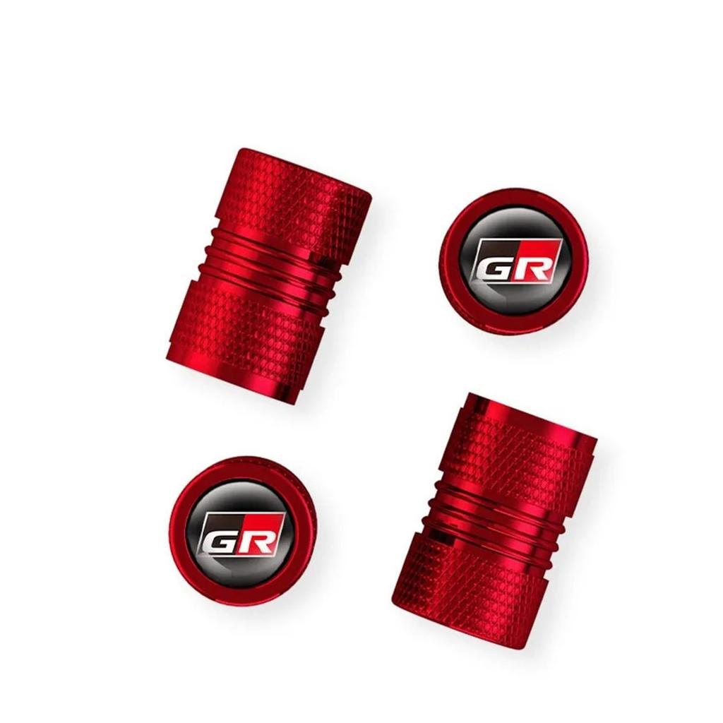 4pcs Car GR Sport Wheel Tire Stem Air Valve Caps Racing GR86 Plug Auto Accessories (Red)