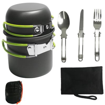 Outdoor Products Amazon Hot Sale Outdoor Pot Set 1-2 Person Pot Portable Camping Cookware with Cutlery