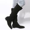 New Fashion Pleated Women Knee-high Boot Low Heel Ladies Pointed Toe Knight Boots Shoes High Quality Long Boots