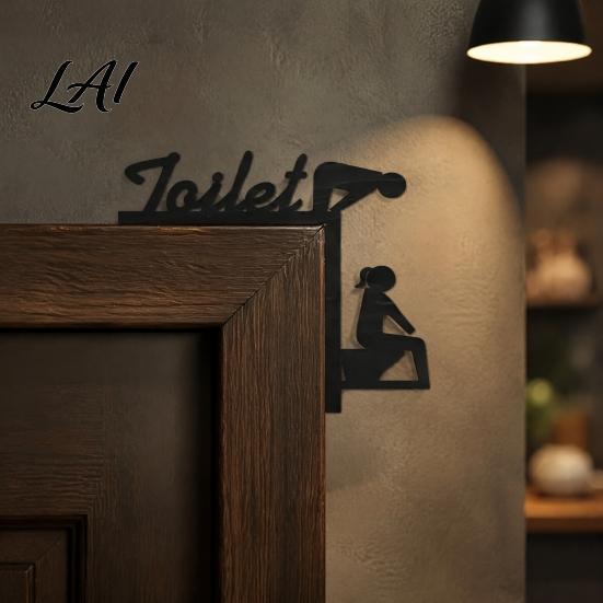 Bathroom Door Sign Funny Sign Thinking Room Metal Wall Art with Humorous Quotes Self-Adhesive Clever Decor Toilet for Restroom Rustproof