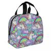 Schattig Eenhoorn Cartoon Patroon Draagbare Lunchbox Vrouwen Waterdicht Thermisch Koeler Voedsel Geïsoleerde Lunchtas School Kinderen Student