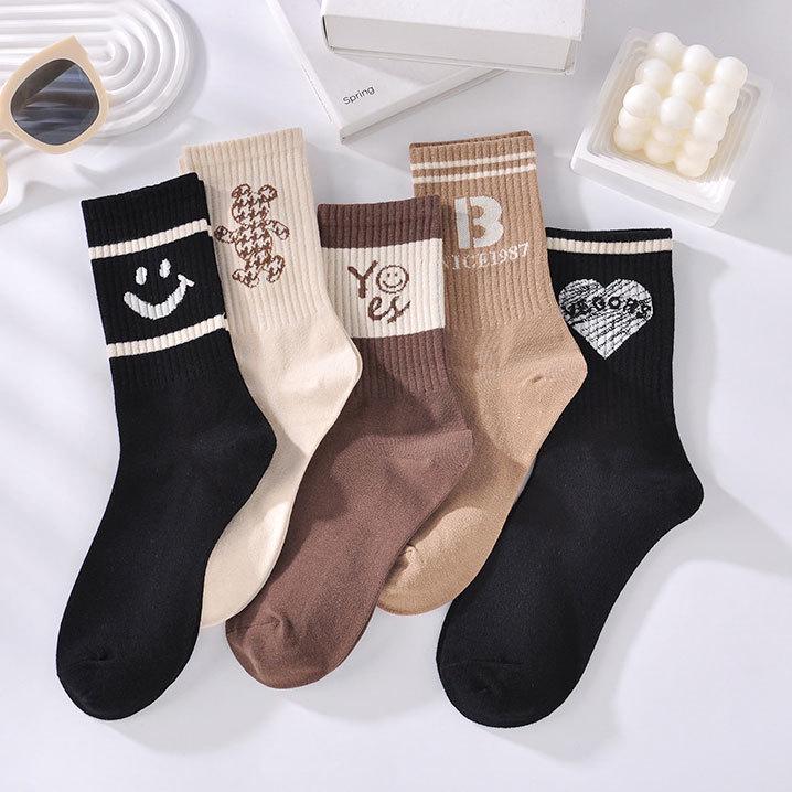 Korean Style Bowknot Ladies Mid-Calf Piled Socks for Autumn and Winter