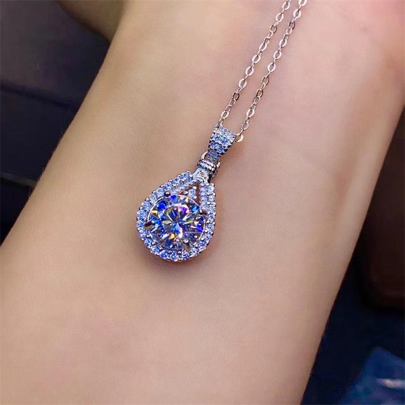 Moissanite Smile Pendant Necklace - Diamond Clavicle Chain, Passes Tester, Valentine's Day Gift for Girlfriend