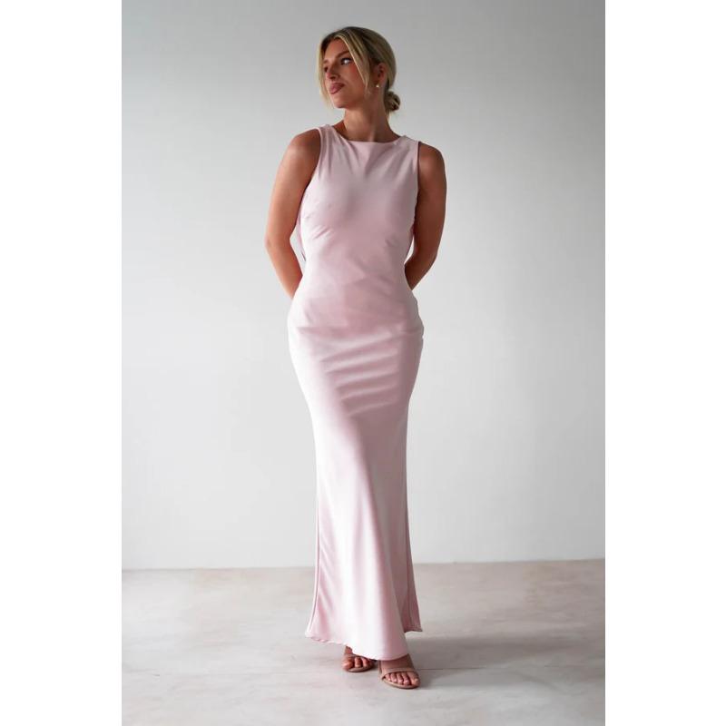 Letní jednobarevné, Přiléhavé, Elegantní, Bez rukávů, Retro šaty se šněrováním a kulatým výstřihem