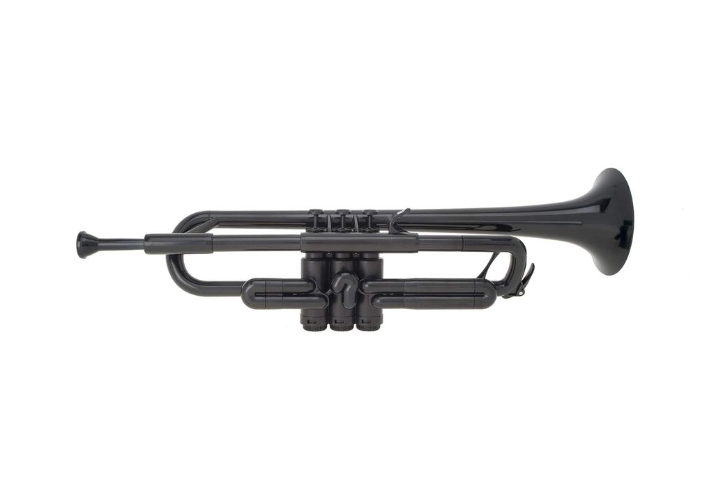 pInstruments pTrumpet Bb Plastic Wind Made of Lightweight and Durable ABS with Antibacterial Black and Carrying Bag Instrument, Bio-Coated Coating,